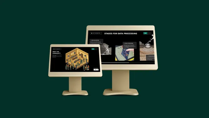Screens with interactive user interfaces.